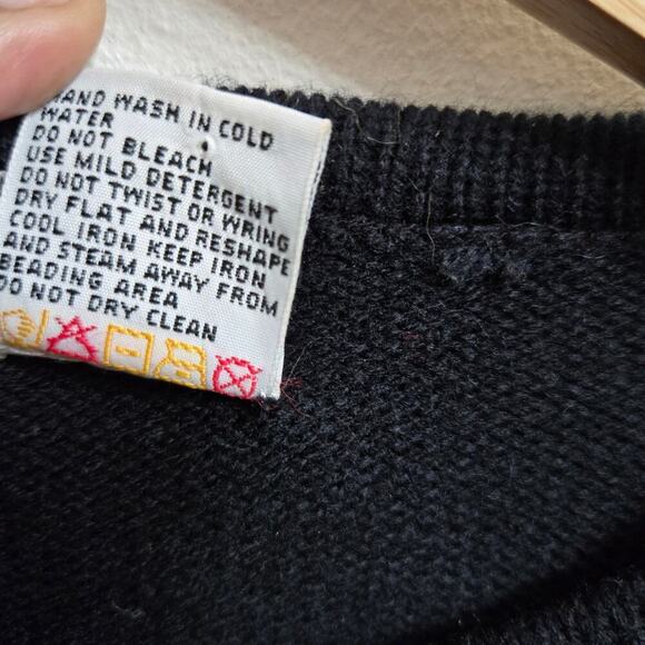 Darian Vintage 80s Black Knit Sequin Embellished Sweater Dress Sz M Avante Garde - Picture 10 of 12